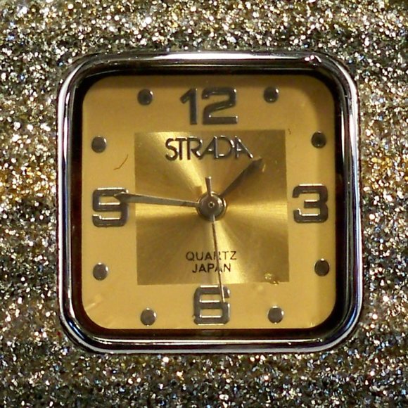 New Vintage Strada Gold Green Crystal Cuff Watch main image 7